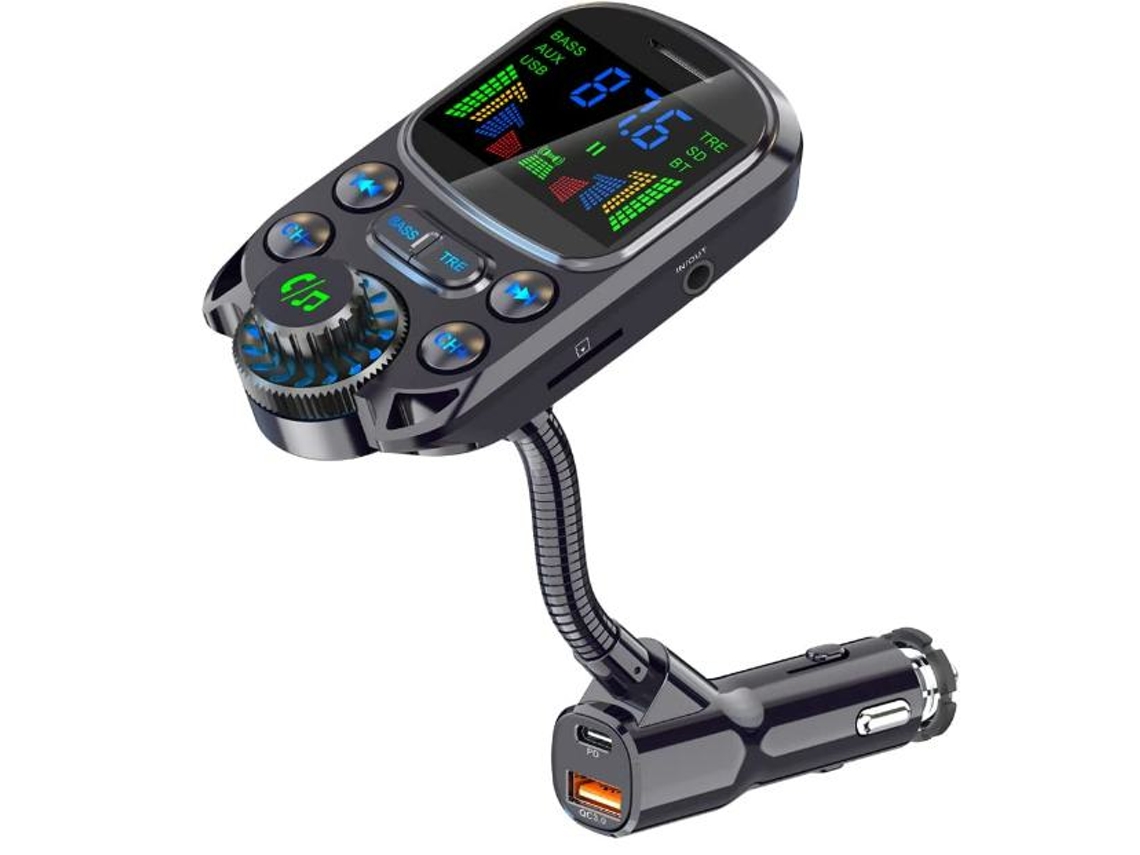 Transmissor Fm Bluetooth Yizhood Bc86 Pd30w Qc3.0 Bass/treble Preto