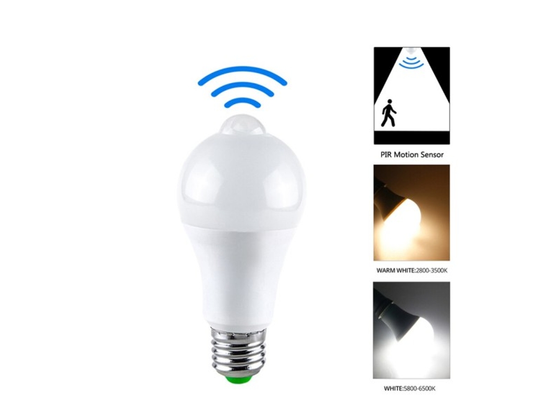 Lâmpada Led Com Sensor De Movimento Pir, 12 W