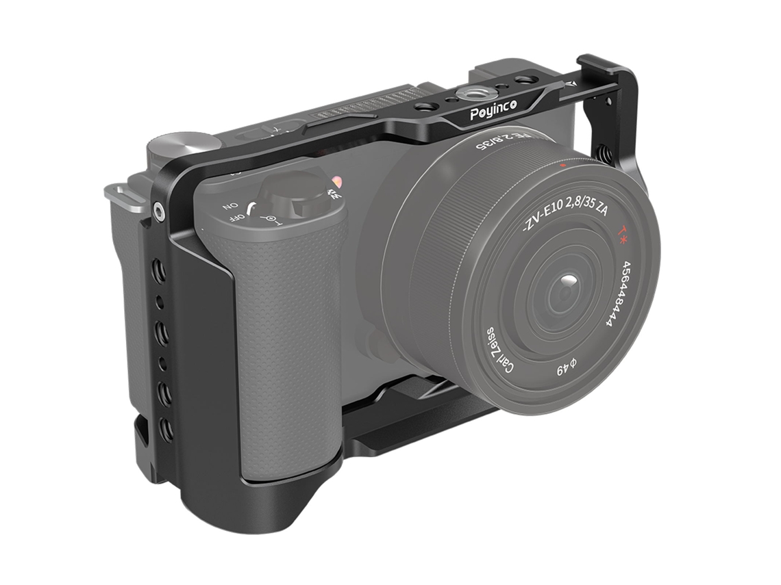 Cage De Cámara Poyinco Jn-138 Para Sony Zv-e10 Ii, Aluminio Com Cold Shoe E Roscas De 1/4 3/8 Polegadas