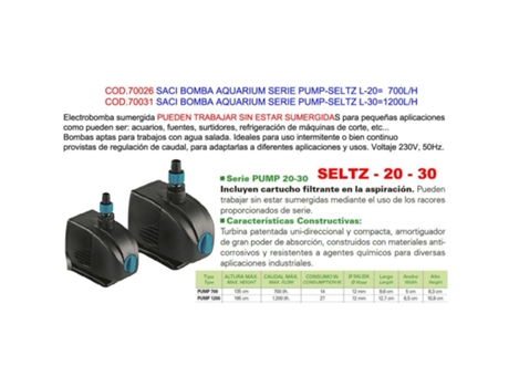 Bomba de água Hydor SELTZ L 700 PUMP EU