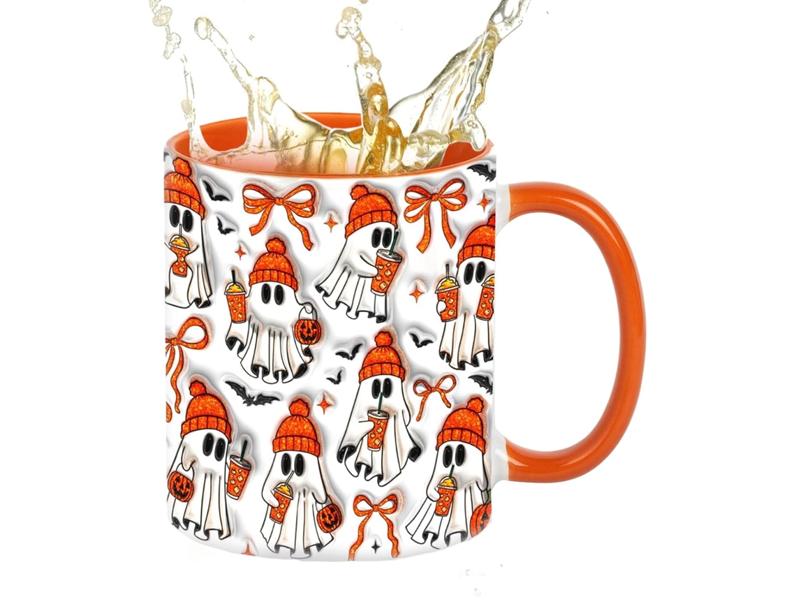 Caneca Fantasma Assustadora, Caneca De Cerâmica Com Estampa Retrô De Fantasma Para Cerveja - Caneca De 350ml Com Alça