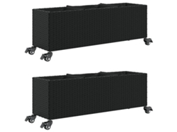 Conjunto 2 Vaso de jardim VIDAXL Preto Rattan / Vime (107x32x38 cm)
