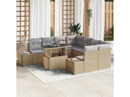 Vidaxl Conjunto De Sofá De Jardim 9 Unid. Bege E Cinza Claro Vime Pe