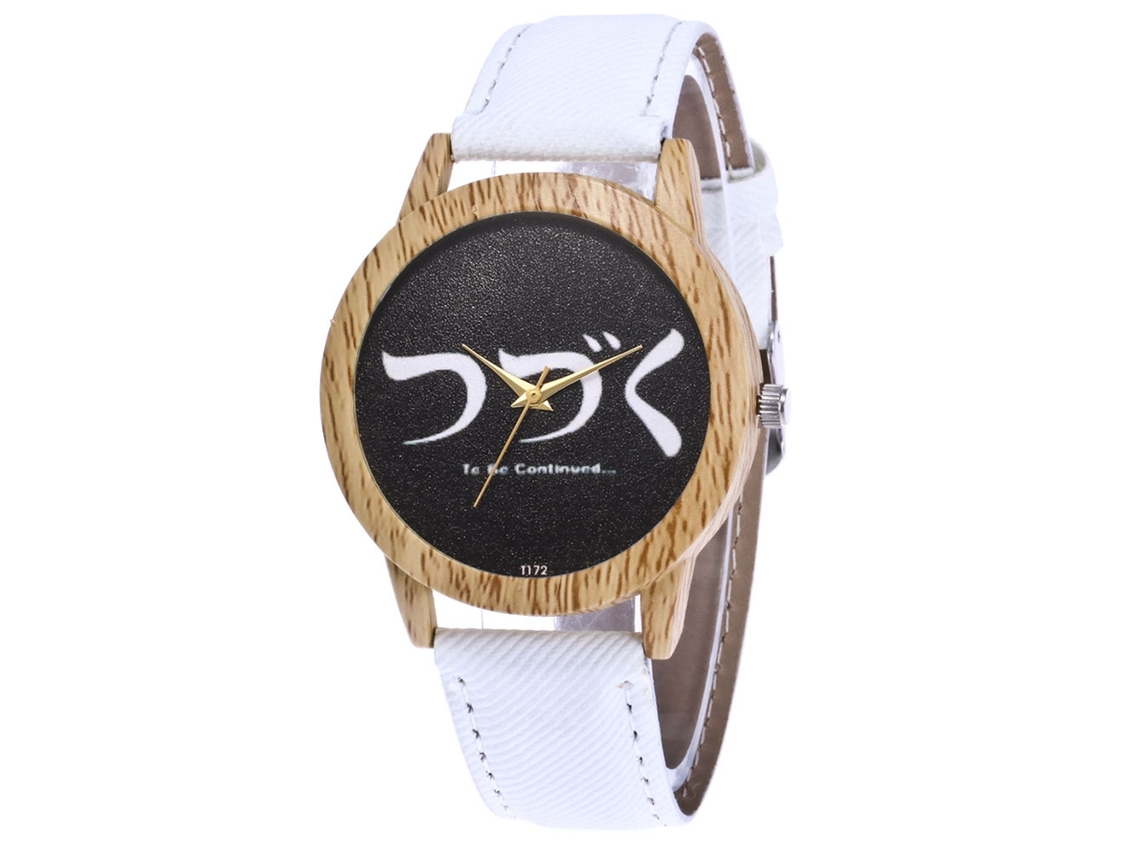 Relógio de Pulso Casual de Quartzo com Pulseira de Vaqueiro Padrão Simples Moderno Branco Unisex