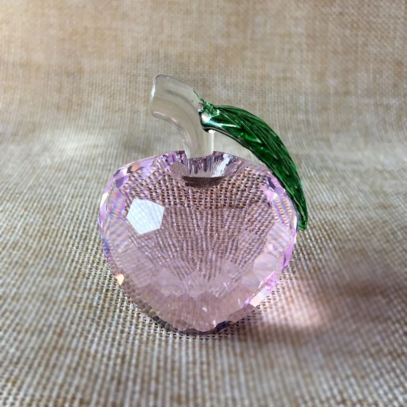Ornamento de Maçã de Cristal Rosa , Ornamento Esférico de Vidro Multifacetado MDUG (40 Mm)