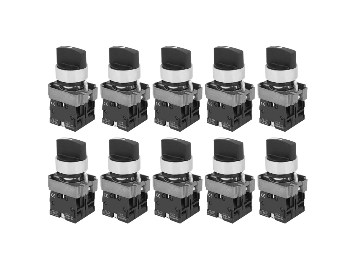 10 Interruptores Berm de Botão Rotativo de 3 Níveis, 6 Pinos, 250VAC