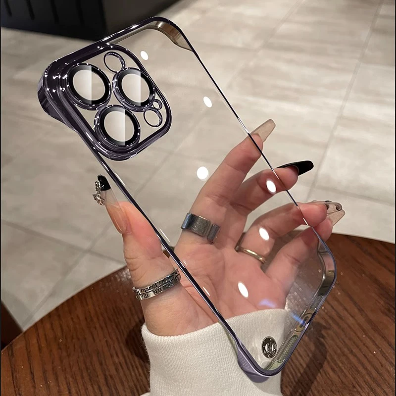 Capa Para Iphone 12 Pro Max Transparente, Ultrafina E Com Acabamento Eletrogalvanizado (roxa Escura).