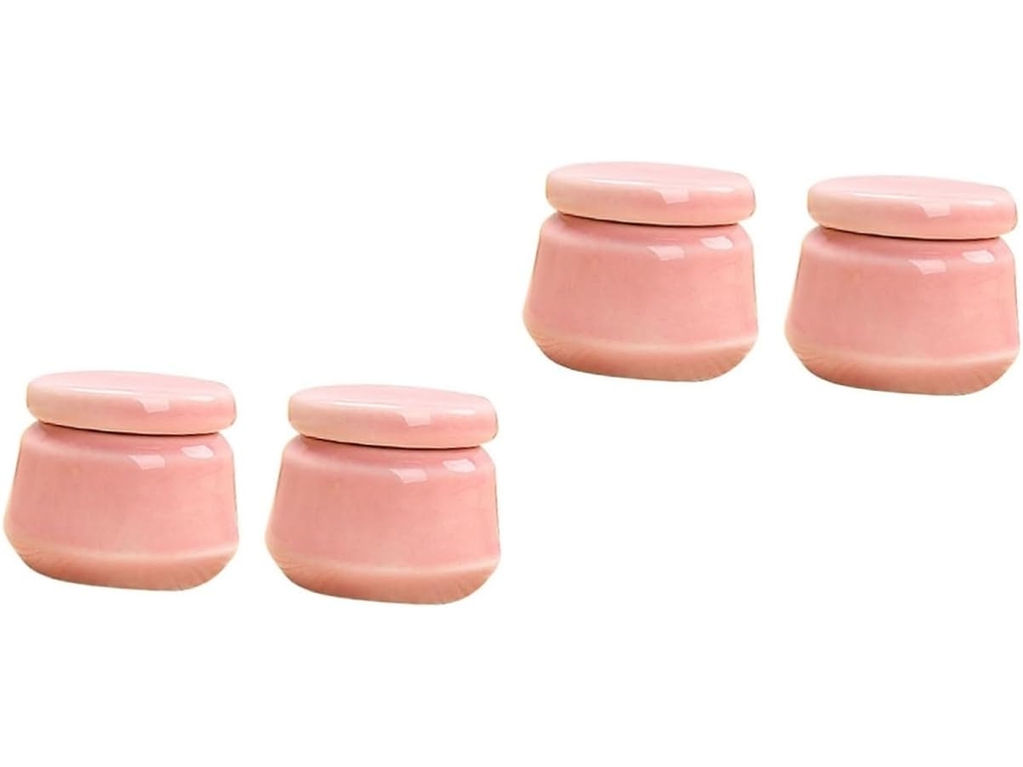 Conjunto De 4 Potes De Maquiagem Recarregáveis Rosa Para Cosméticos