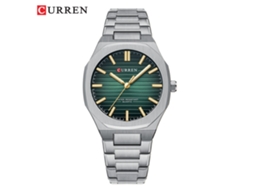 Relógio MDUG casual masculino com mecanismo de quartzo listrado, pulseira de aço (verde prateado)