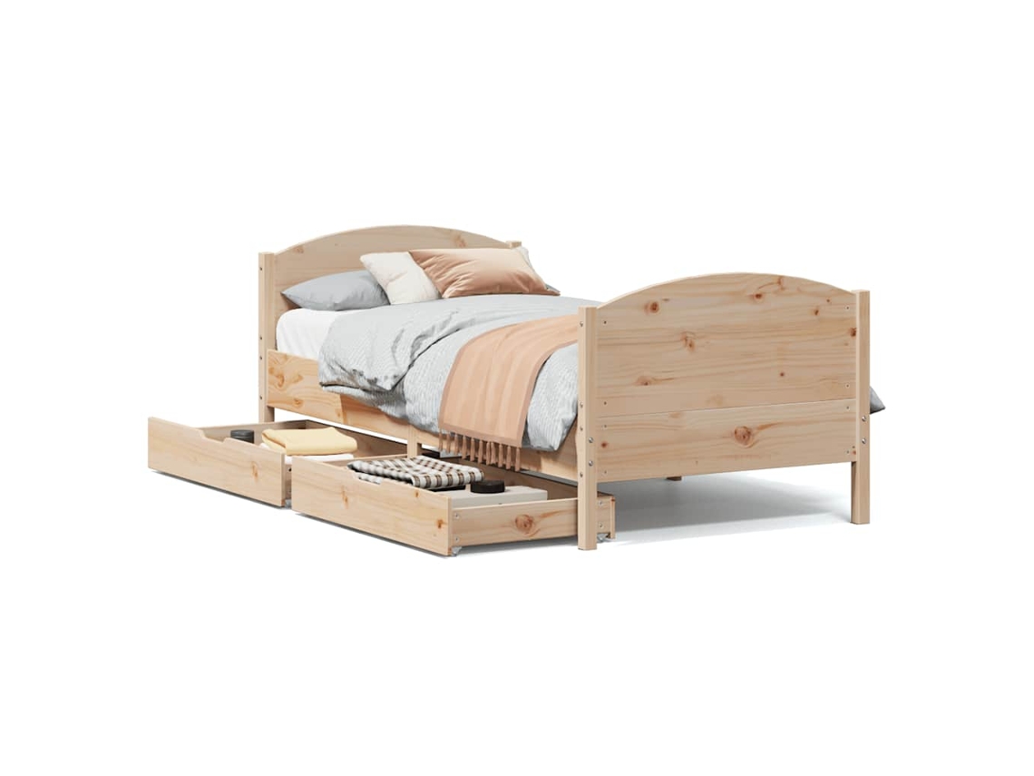 Cama Sem Colchão 75x190 Cm Madeira de Pinho Maciça MAISON EXCLUSIVE
