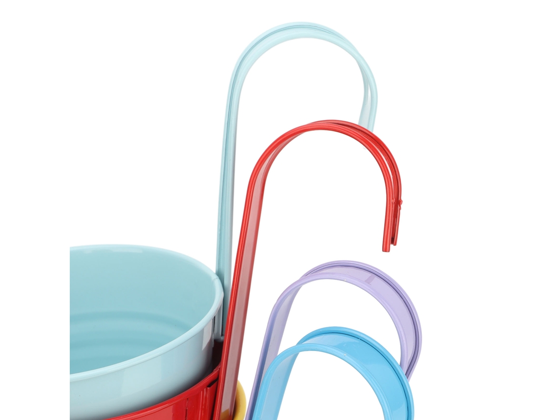 8 Vasos De Ferro Coloridos Com Gancho Para Plantas Balcão