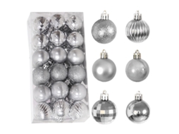 Bolas de Natal Prateadas com Pintura Dourada e Espelho, Pack de 36 LAXISCREED