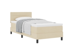 Cama Box com Colchão com Cabeceira Creme Tecido MAISON EXCLUSIVE 100x200 cm