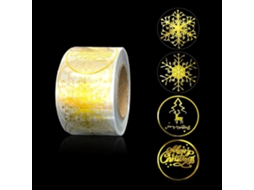 500 Adesivos de Natal Floco de Neve Dourado Autoadesivos