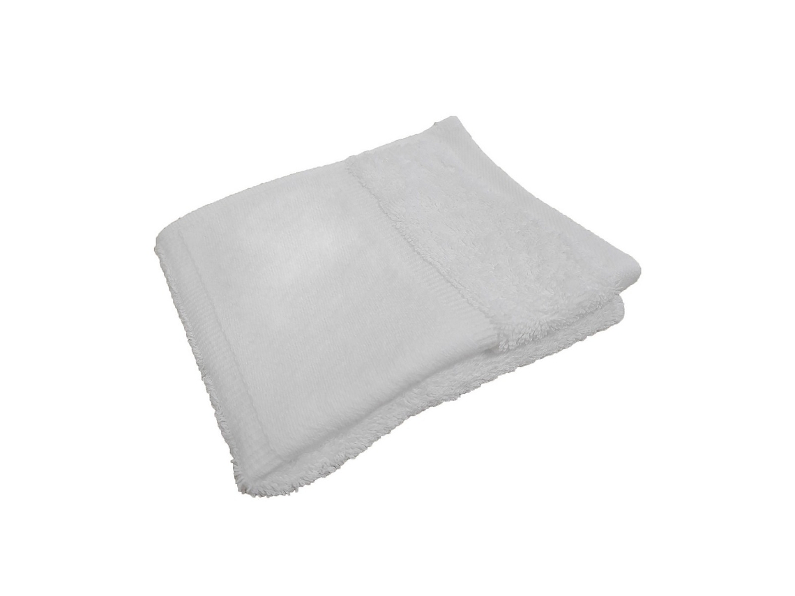 Toalha de Mão Orgânica com Borda Imprimível da Towel City, Tamanho Único, Branca BRILVIBERA