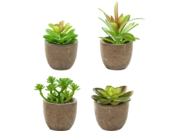 Conjunto de 4 Miniaturas Flores Suculentas Artificiais para Bonsai, Criativas e BRILVIBERA
