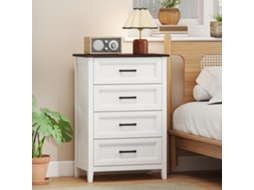 Comoda De Quarto Estreita E Alta Com Superfície Efeito Madeira Gaveteiro Para Espaços Pequenos 60x35x87 Cm Branco