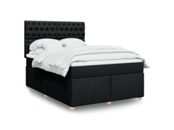 Vidaxl Cama Com Molas/colchão 160x200 Cm Tecido Preto