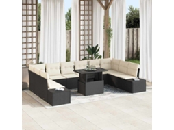 Vidaxl Conjunto De Sofá De Jardim 11 Pcs Preto Rattan Sintético