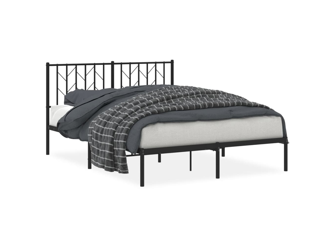 Bed Frame, Bed Frames Vidaxl Preto Aço (140 X 190 Cm)