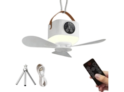 Ventilador Portátil Para Camping Com Luz Led, Bateria Recarregável De 7200mah, 4 Velocidades, Temporizador, Barraca E Quarto (branco)