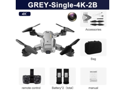Drone Q6 com Câmera Única 4K Quadricóptero Dobrável 2 Baterias Duração Da Bateria: 15 Min Cinza