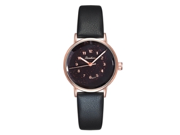 Relógio de Pulso Feminino de Quartzo com Mostrador Redondo Casual Bonito (preto)