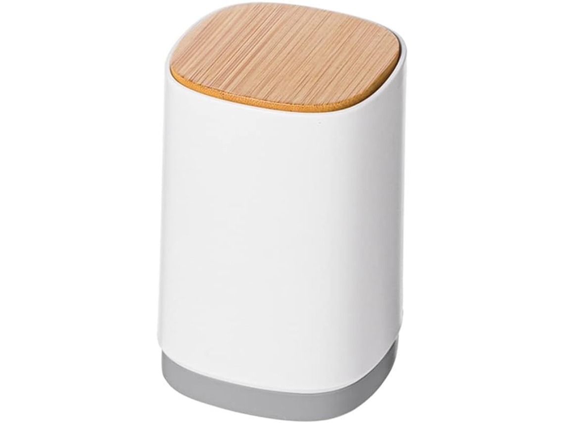 2026-caixa De Palitos De Dentes Automática Com Compartimentos Grande Armazenamento Pp Bambu Cinza