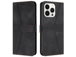 Capa Em Couro Pu Anti-riscos Para Apple Iphone 16 Pro Max - Preto