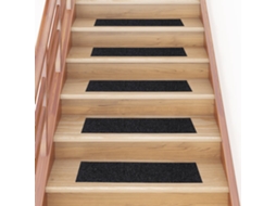 Vidaxl Tapetes De Escada Autoadesivos 15 Peças 76x20 Cm Pretos Retangulares