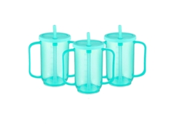 Conjunto De 3 Copos Treinamento Para Adultos Idosos, Plástico Antivazamento 350 Ml. Aquaforge