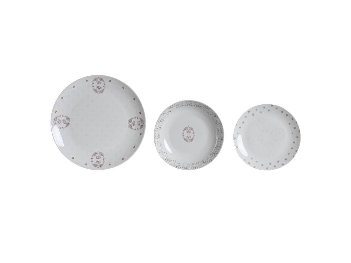 Conjunto de Louça Dkd Home Decor Porcelana Cor de Rosa Branco 27 X 27 X 3 Cm 18 Peças