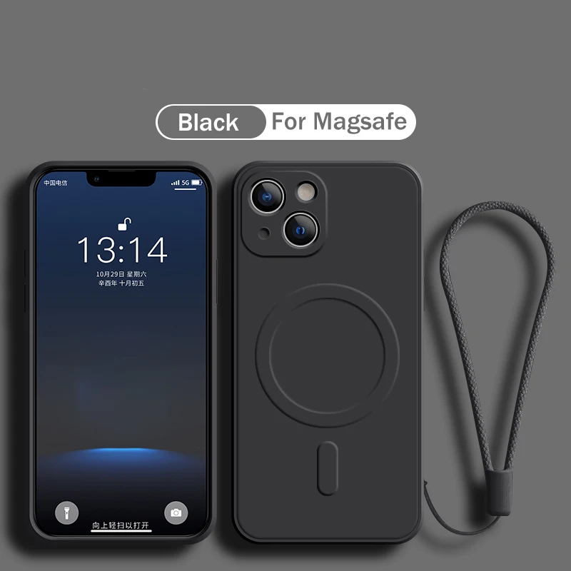 Funda Protectora Magnética Con Carga Inalámbrica Para Iphone 14 Plus (negro)