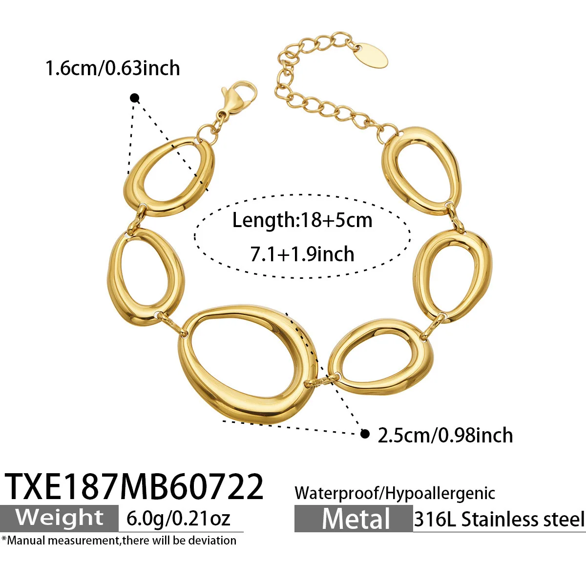 (pulseira) Colar/pulseira Com Corrente Geométrica Irregular, Design Vazado Em Aço Titânio.