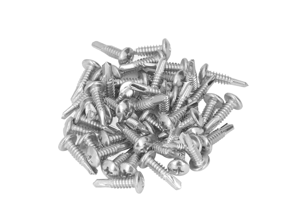 50 Parafusos Autoperfurantes Aço Carbono Zincado Cabeça Redonda Cruzado 4.8x19mm Para Casa