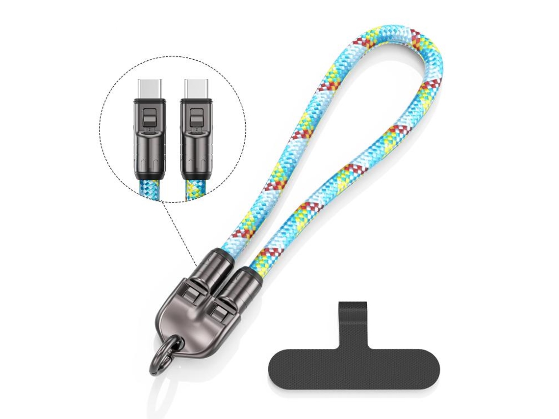 Cabo De Carregamento Tipo C 30cm 240w Com Pulseira Curta Anti-perda Para Celular