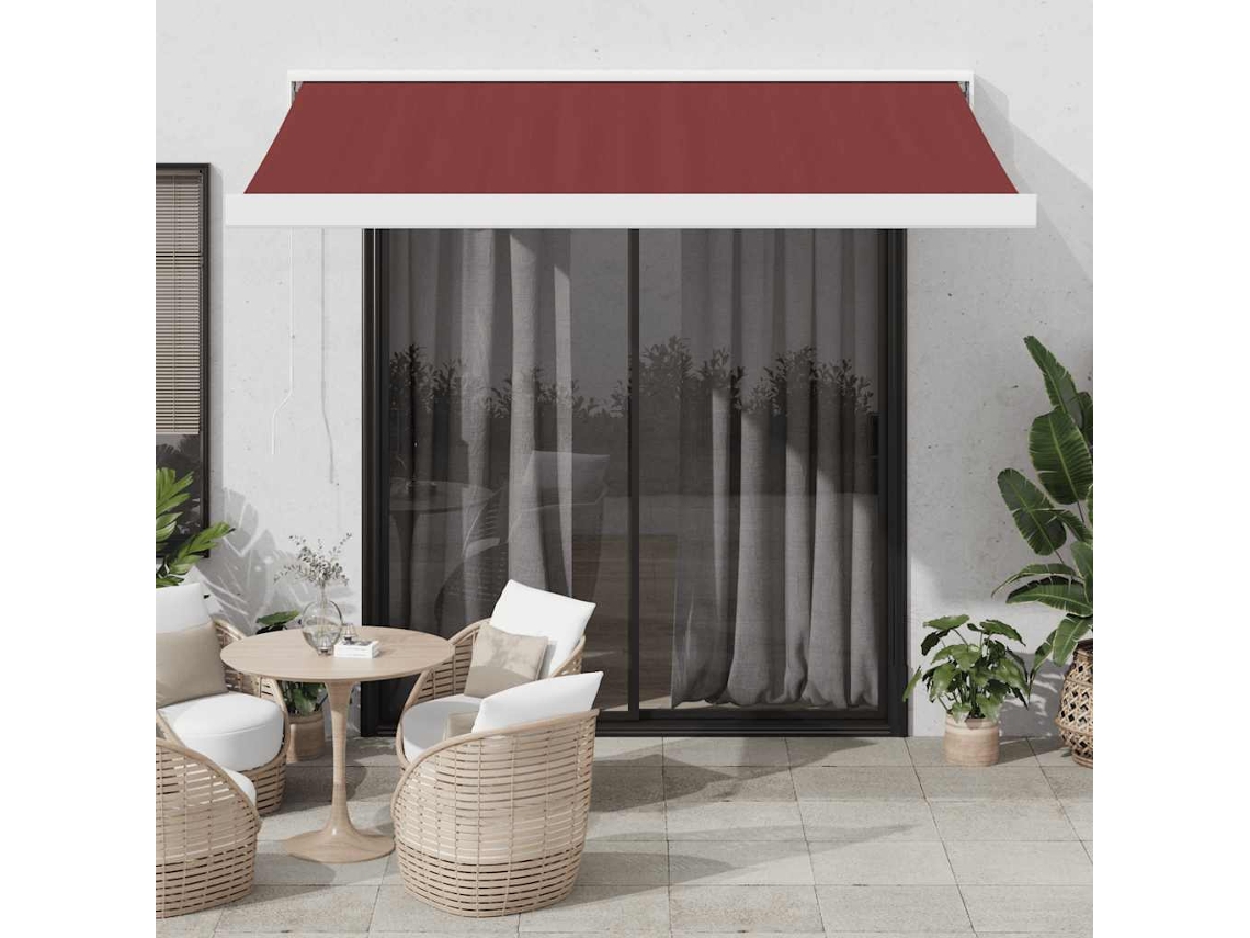 Vidaxl Toldo Retrátil Manual 350x250 Cm Bordô