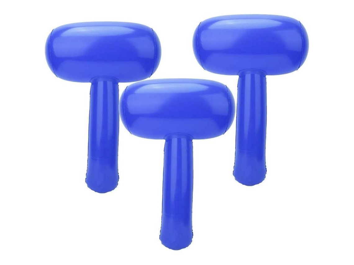 Martillo Hinchable 3 Piezas Juguete Niños Fiesta Cumpleaños Playa Piscina Diseño Cartoon Azul