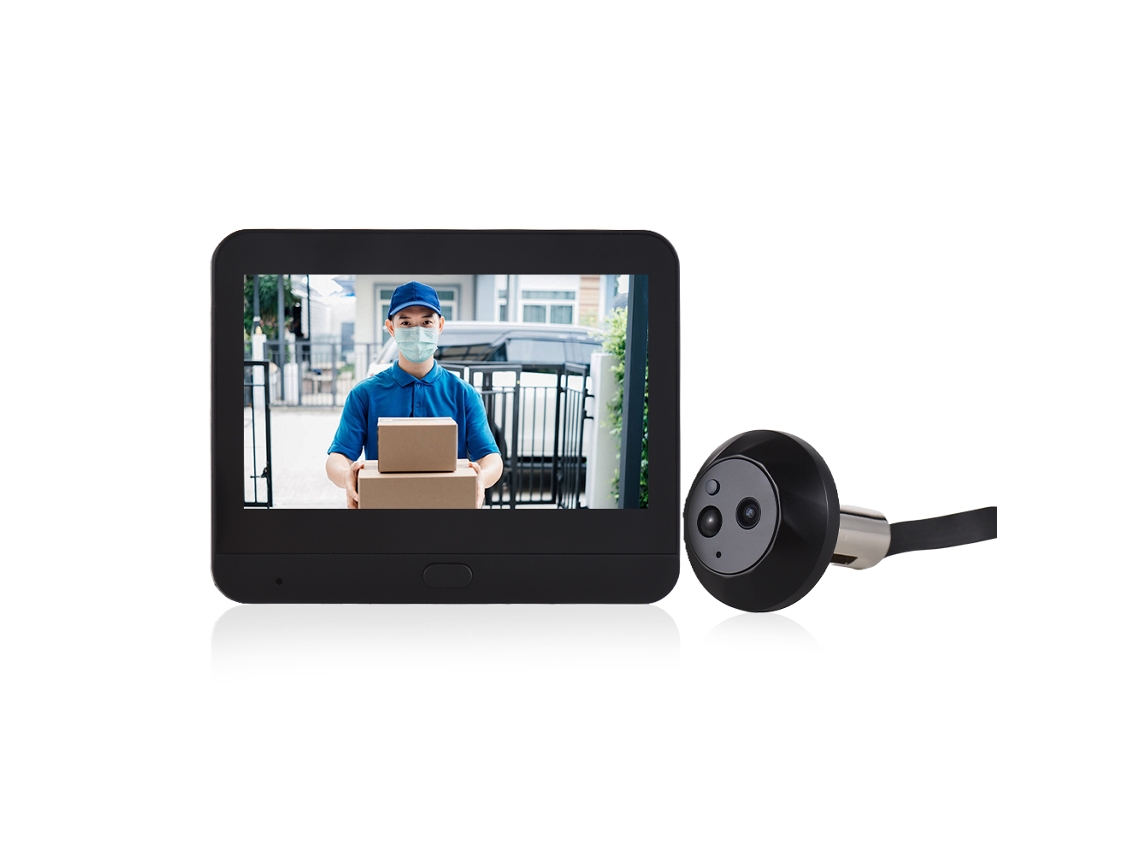 Laxiscreed Olho Mágico Eletrônico Wifi De 4,3'' Com Tela Hd 1080p, Visão Clara E Conexão Wifi Para Portas De Segurança