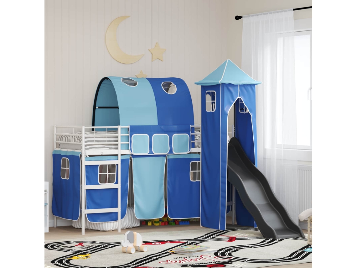 Vidaxl Estrutura De Beliche Para Crianças Branco E Azul 90 X 190 Cm