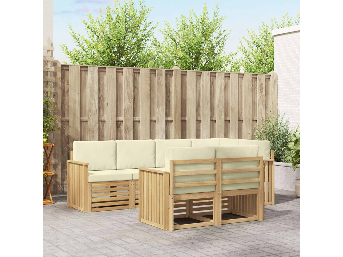 Vidaxl Conjunto De Sofás Para Exterior 7 Unid. Branco E Creme