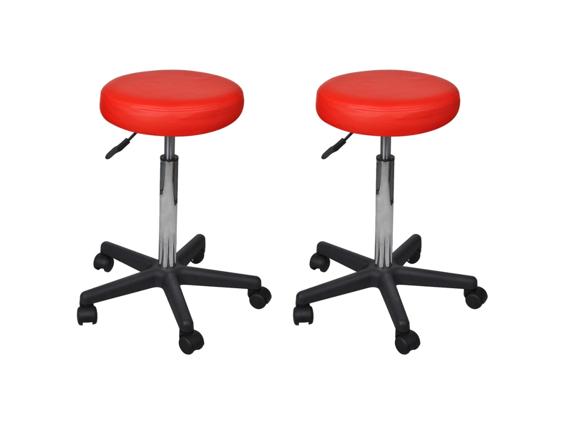 Vidaxl Bancos De Escritório 2 Pcs 35,5x84 Cm Couro Artificial Vermelho