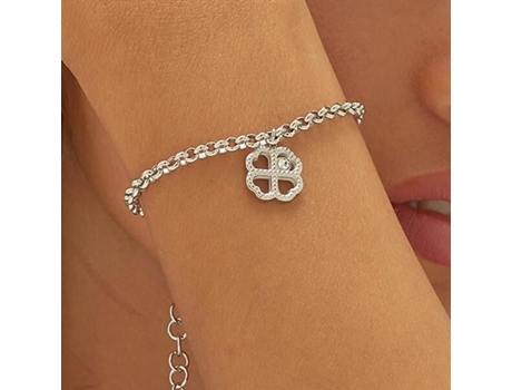 Bela Pulseira Em Aço Trevo De Quatro Folhas Lucky Light Skt45 Sagapõ