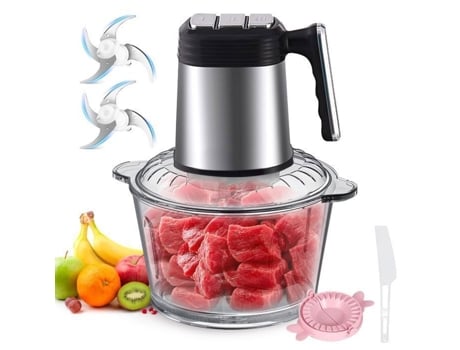 Hachoir Elétrico Multifuncional 500w, Hachoir De Carne De Vidro 2l, 3 Velocidades 4 Lâminas Para Moer Carne, Legumes E Frutas Qviidbvb