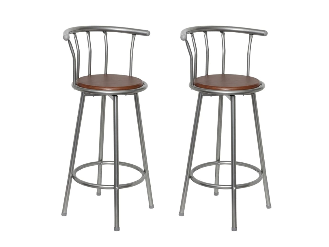 Vidaxl Bancos De Bar 2 Pcs Castanho Aço
