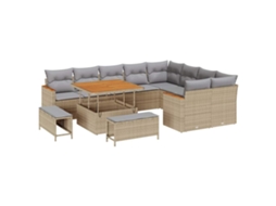 Maison Exclusive - Conjunto De Sofá De Jardim 12 Pcs Bege Rattan De Polipropileno