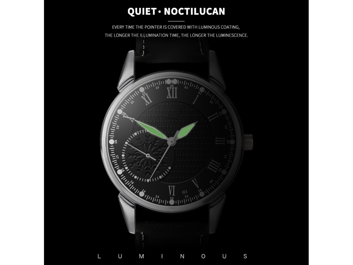 Reloj De Cuarzo Moda Casual Para Hombres Con Correa De Cuero Pu Negro