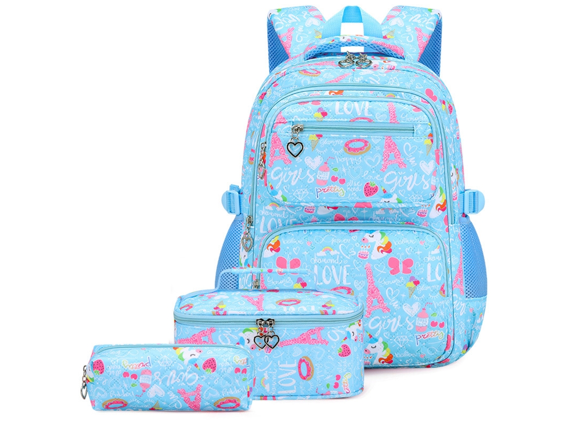 Conjunto de Mochila Escolar De Menina CUICH (azul)