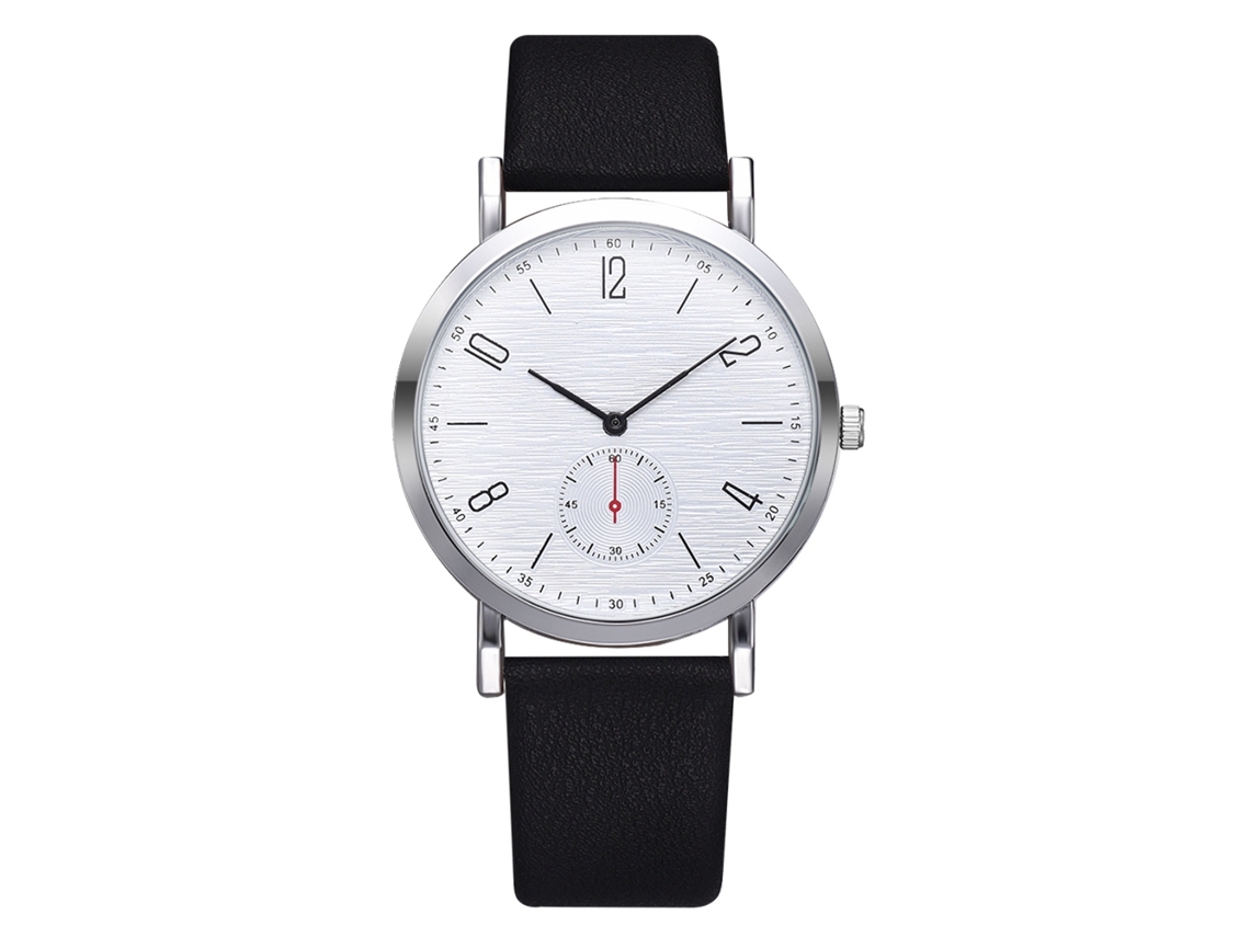 Reloj De Pulsera Casual Simple Para Hombre De Cuero Pu Número Cuarzo (negro Blanco)