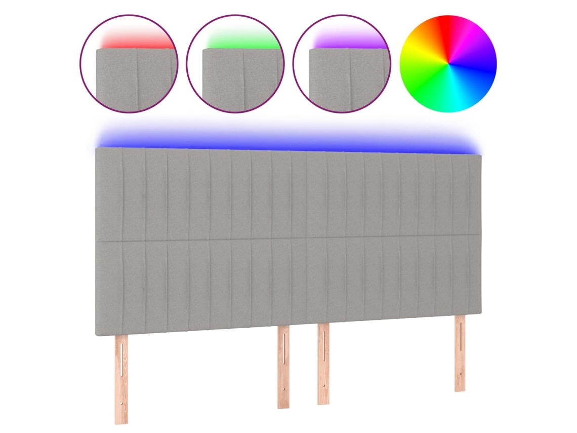 Led Headboard, Led Headboards Vidaxl Cinzeto Tecido (200 X 5 X 118/128 Cm)